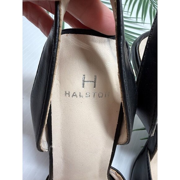 Halston Women's Black Classic Slingback Gala Pumps Pointed Toe Heels Size 7.5 - Picture 9 of 10